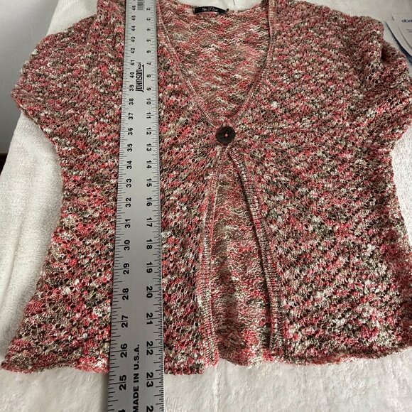 Nic + Zoe Womens V-Neck Short Sleeve Knitted Cardigan Sweater Medium Multicolor - Picture 7 of 7